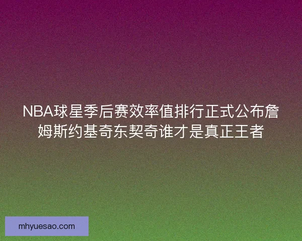 NBA球星季后赛效率值排行正式公布詹姆斯约基奇东契奇谁才是真正王者