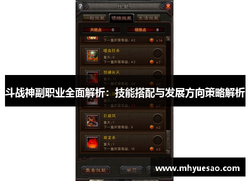 斗战神副职业全面解析：技能搭配与发展方向策略解析